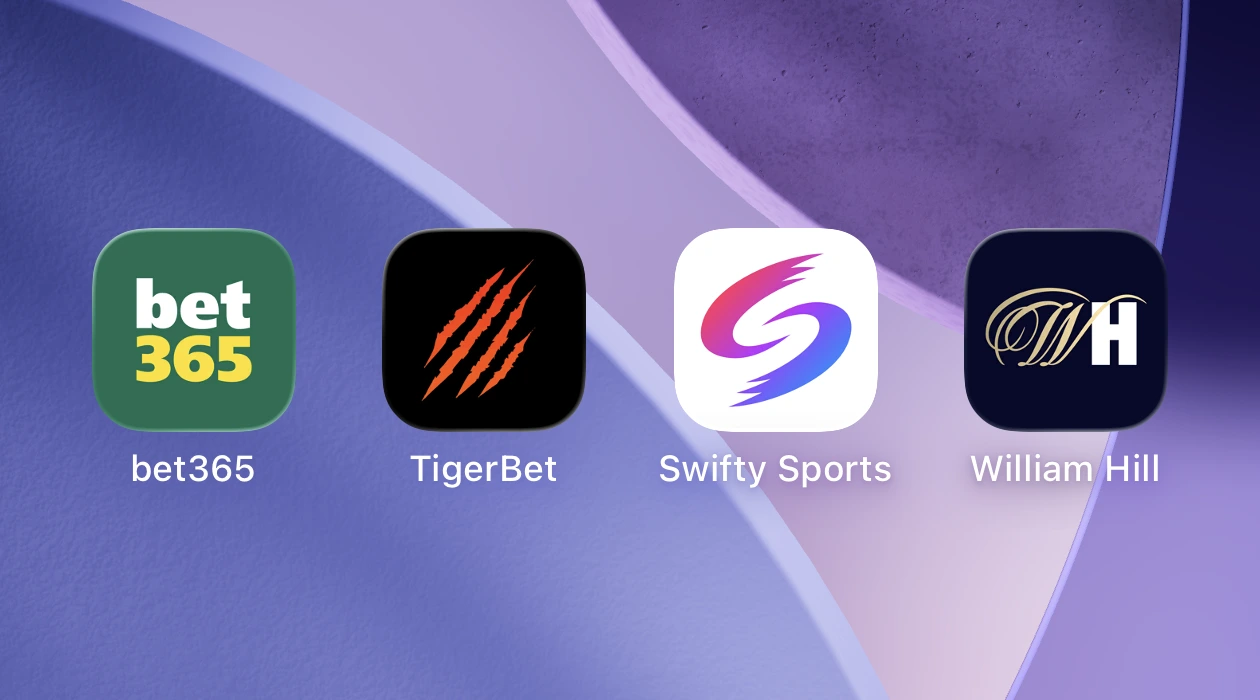 Four betting sites app icons on an iPhone home screen.