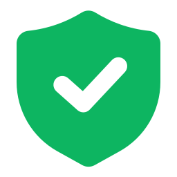 A green shield with a checkmark